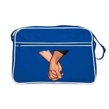 Holding hands motif love - Retro Bag - blue/white - Front