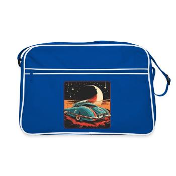 Voiture rétro futuriste bleue lors d’une nuit stylisée - Sac Retro - bleu/blanc - Devant