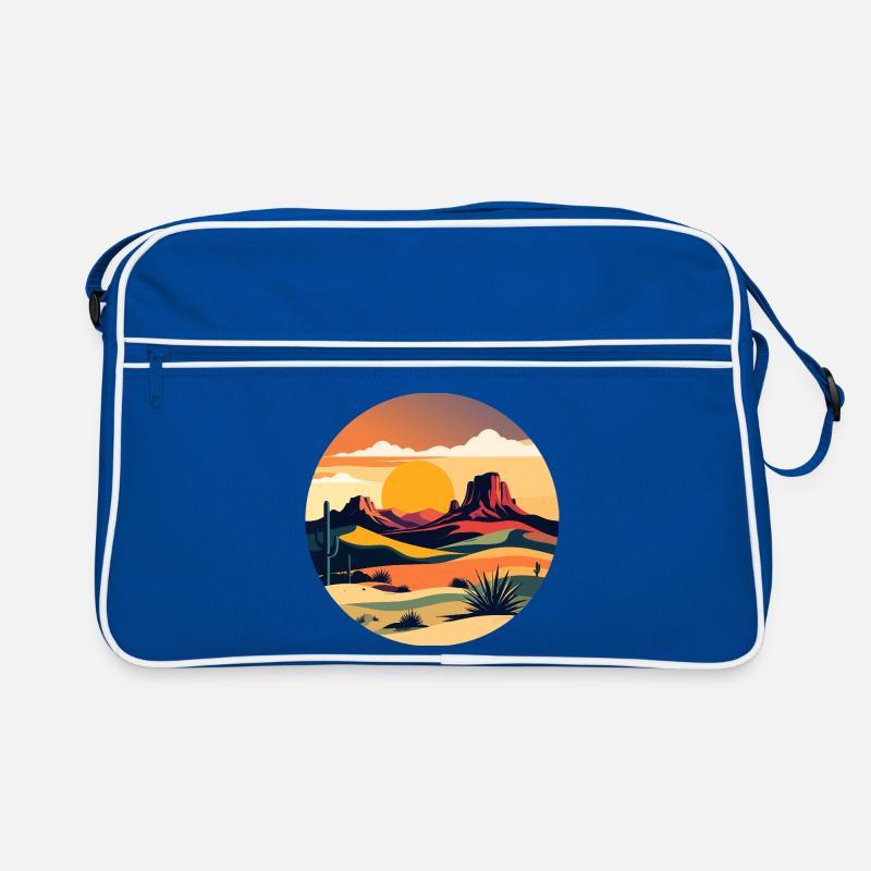 Sunset in desert landscape Retro Bag