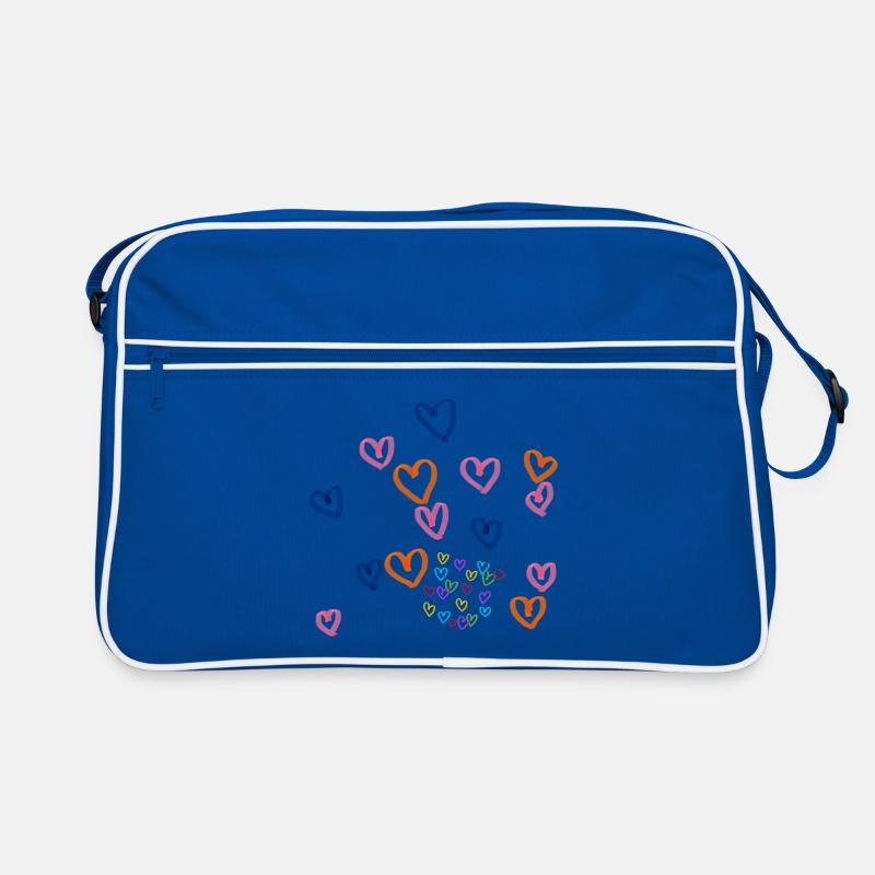 Colorful Heart Row Pattern Retro Bag