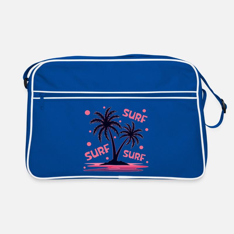 Surfen Palmen - Retro Tasche - Blau/Weiß