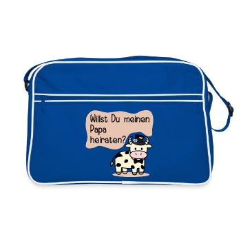 Épouser mon père - Demande en mariage - Sac Retro - bleu/blanc - Devant