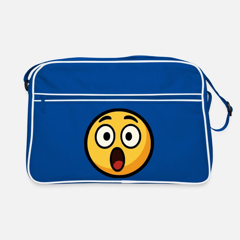 Ängstliches Emotikon ausgesprochenes Gesicht Retro Tasche