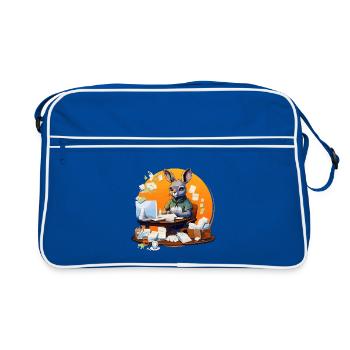 Lapin de bureau dans le chaos du papier - Sac Retro - bleu/blanc - Devant