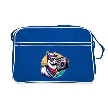 Llama with boombox in retro vibe - Retro Bag - blue/white - Front