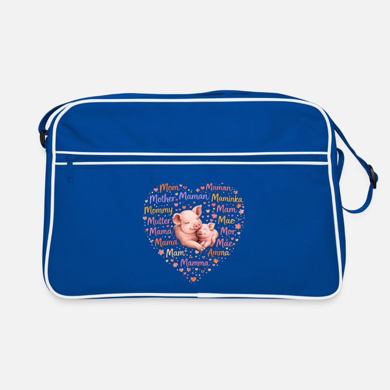 Schwein Ferkel Mama Herz – Muttertag Geschenk Retro Tasche