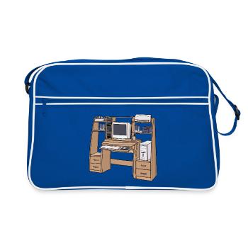 Retro Computer Desk Setup 90s 2000s Nostalgic - Retro Bag - blue/white - Front