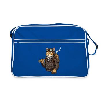Chat Aviateur Steampunk Explorateur Curiosité - Sac Retro - bleu/blanc - Devant