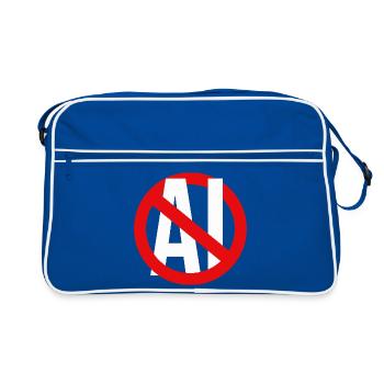 Anti-IA, anti-apprentissage automatique, dire non à l’IA arrêter l’IA - Sac Retro - bleu/blanc - Devant