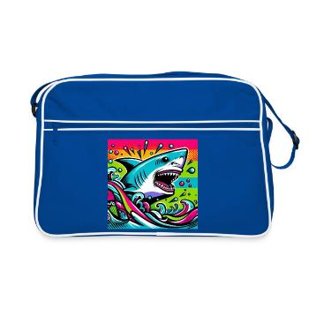 Shark - Retro Bag - blue/white - Front