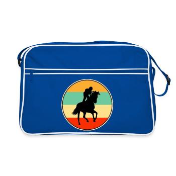 Jockey rétro de courses de chevaux Vintage Sunset Silhouett - Sac Retro - bleu/blanc - Devant