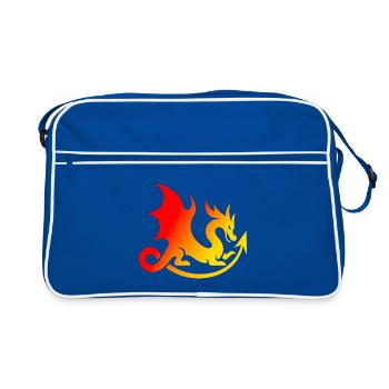 Flammender Drache gradient - Retro Tasche - Blau/Weiß - Vorne