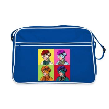 Schwarzwaldmädel Pop Art – Tradition trifft Modern - Retro Tasche - Blau/Weiß - Vorne