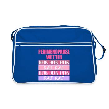 Wechseljahre Perimenopause Hitze - Retro Tasche - Blau/Weiß - Vorne