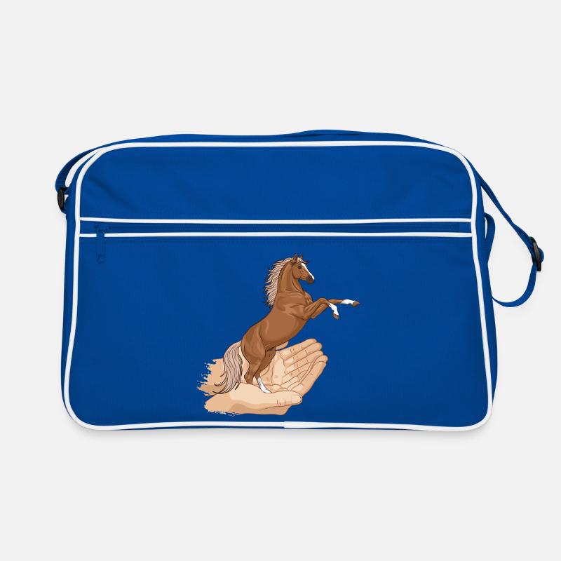 Ein springendes Pferd in zwei Händen Retro Tasche