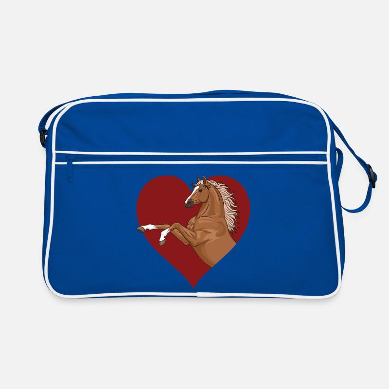 Ein springendes Pferd und ein rotes Herz Retro Tasche