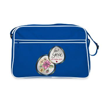 For you blossom heart love - Retro Bag - blue/white - Front