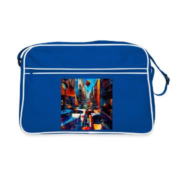 Labyrinthe de rue coloré avec des ballons - Sac Retro - bleu/blanc - Devant