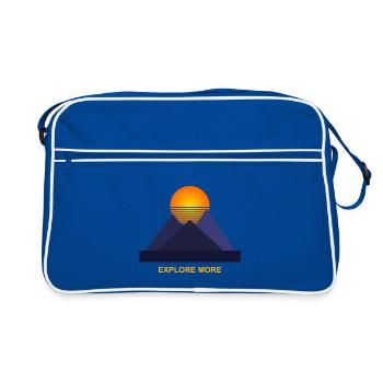 Explore More - Geometric Mountain Art - Retro Tasche - Blau/Weiß - Vorne