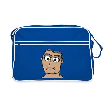 Portrait minimaliste aux yeux grands ouverts - Sac Retro - bleu/blanc - Devant