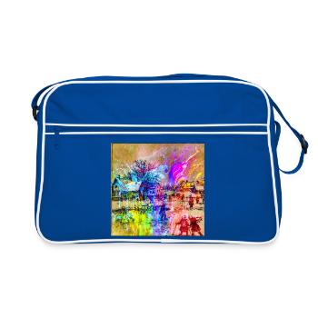 Colorful Winter Village Watercolor - Retro Bag - blue/white - Front