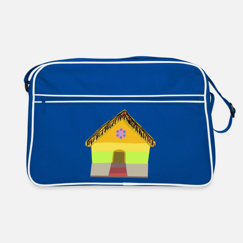 Colourful village house with thatched roof Retro Bag