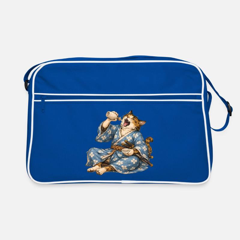 Samurai-Katzen-Sake im japanischen Ukiyo-e-Stil Retro Tasche