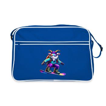 Neon-Snowboard-Ziegen-Wintersporttier - Retro Tasche - Blau/Weiß - Vorne