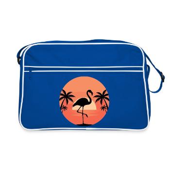 Flamingo in Sunset Tropic - Retro Bag - blue/white - Front