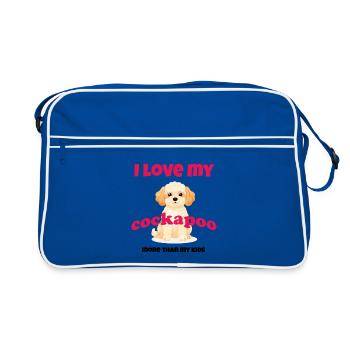 I Love My Cockapoo – Süßer Hund Doodle Geschenk - Retro Tasche - Blau/Weiß - Vorne