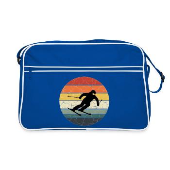 Skier silhouette cracked sunset - Retro Bag - blue/white - Front