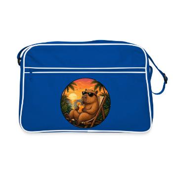 Capibara in a beach chair - Retro Bag - blue/white - Front