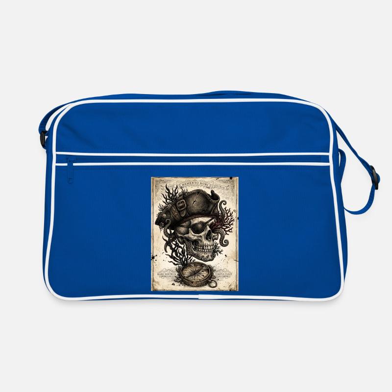 Piratenschädel und Kompass Retro Tasche