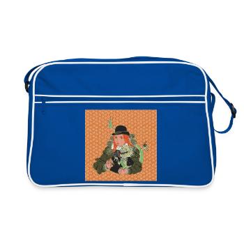 Baroque Lady with Dragon Humorous Fantasy Design - Retro Bag - blue/white - Front