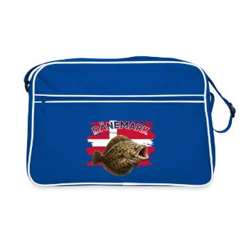 Steinbutt-Angeln Dänemark - Retro Tasche - Blau/Weiß - Vorne