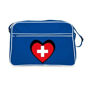 Schweiz Herz Schwarz – Liebe zur Schweiz - Retro Bag - blue/white - Front