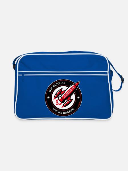 Jahrgang 26 – Wir Gehn Ab Wie Ne Rakete! (NEG Red) - Retro Tasche - Blau/Weiß - Vorne