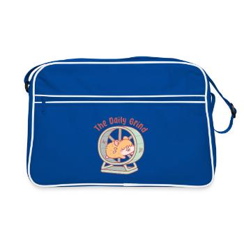 Süßer Hamster läuft auf Rad – der tägliche Trott - Retro Tasche - Blau/Weiß - Vorne