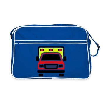 Rettungswagen Krankenwagen Front - Retro Tasche - Blau/Weiß - Vorne