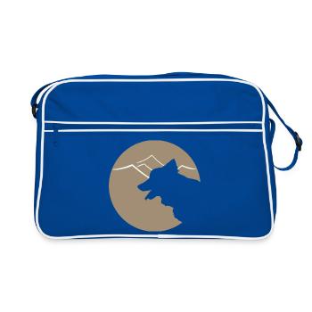 Dog silhouette in mountains or dunes - Retro Bag - blue/white - Front