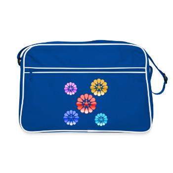 Blumen - Retro Tasche - Blau/Weiß - Vorne