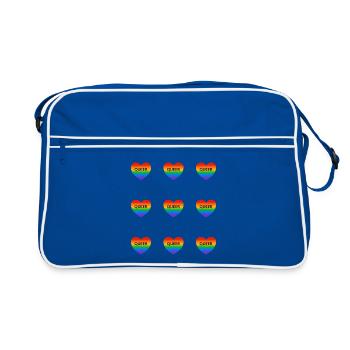 Motif de cœurs arc-en-ciel queer - Sac Retro - bleu/blanc - Devant