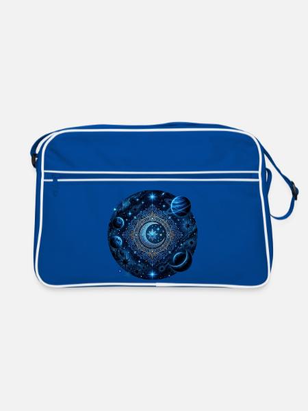 Planètes spatiales Galaxies Étoiles Lunes - Sac Retro - bleu/blanc - Devant