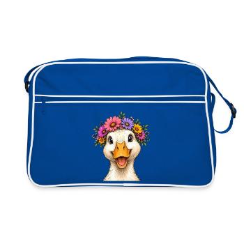 Duck with floral decoration - Retro Bag - blue/white - Front