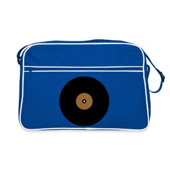 Schallplatte Kreis Textfeld Basis - Retro Tasche - Blau/Weiß - Vorne