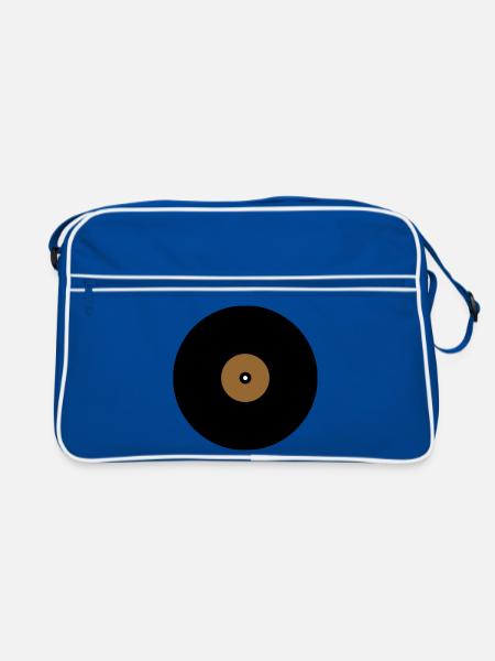 Schallplatte Kreis Textfeld Basis - Retro Tasche - Blau/Weiß - Vorne