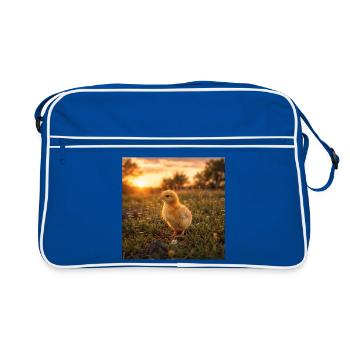 Yellow chicken at sunset - Retro Bag - blue/white - Front
