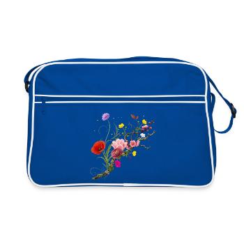 Fleurs sauvages colorées sur la nature Conception de fleurs de branche - Sac Retro - bleu/blanc - Devant