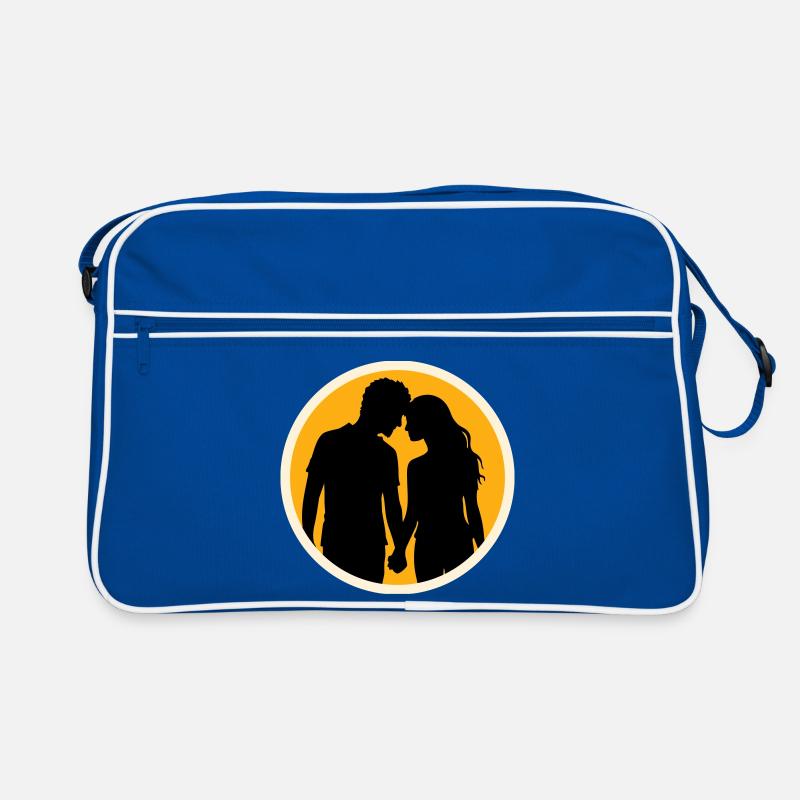 Couple Silhouette Amour Romance Petit ami de la Saint-Valentin Sac Retro