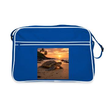 Sunset sea turtle - Retro Bag - blue/white - Front